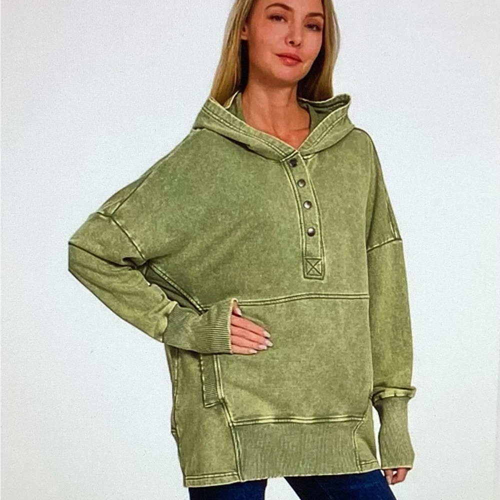 New—Zenana Tan Sweatshirt Hoodie - Picture 3 of 4